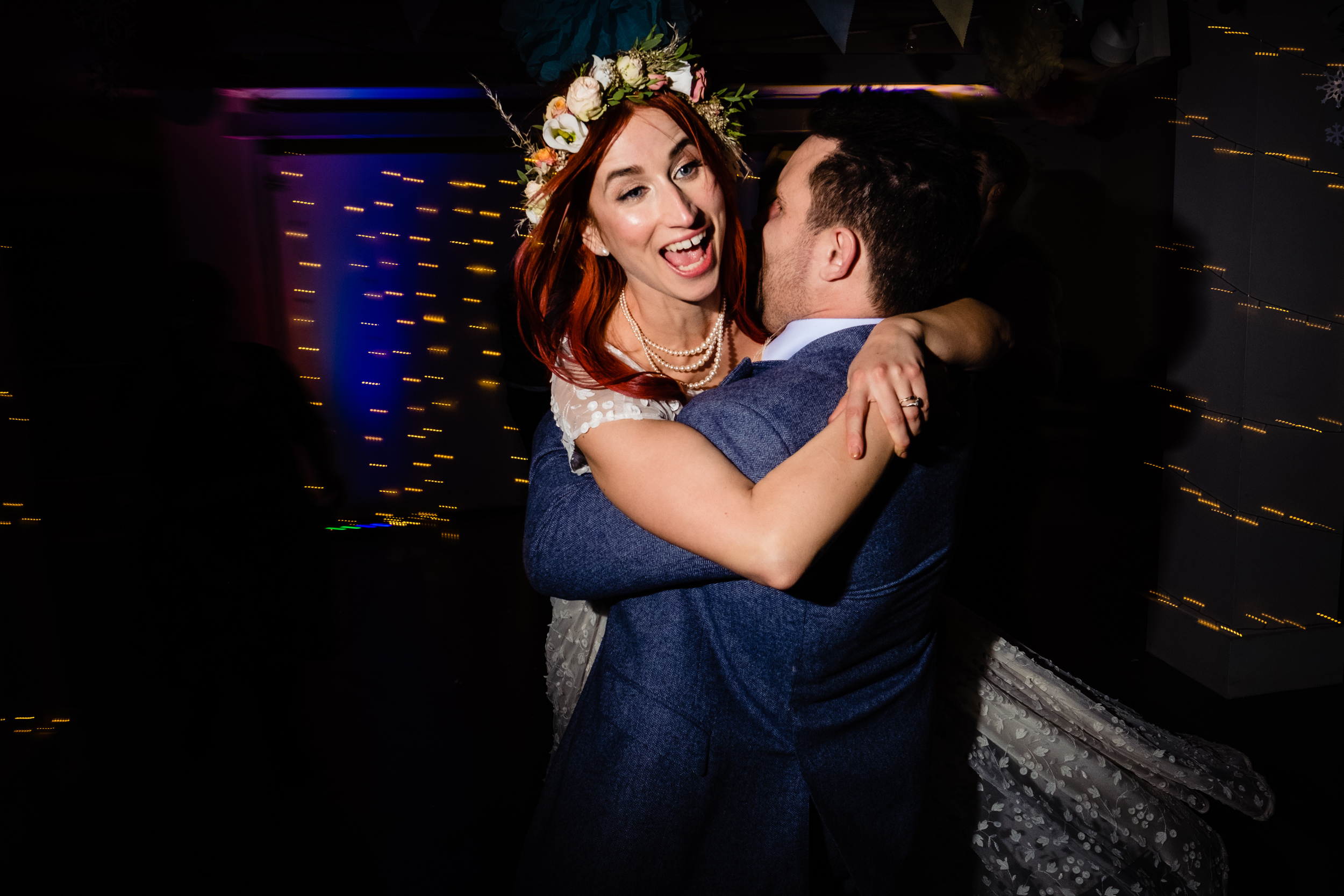 bride and groom dancing at wedding reception at the tetley in leeds